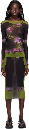 Black & Green 'The Fleurs Petit Grand' Midi Dress