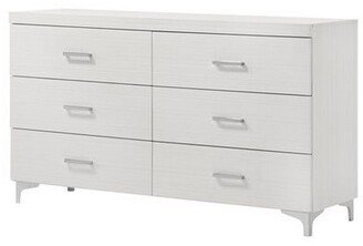 Dresser with 6 Drawers and Bar Handle, White