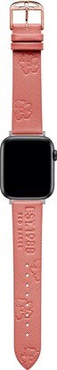 Coral Saffiano Leather Strap Logo & Magnolias for Apple Watch® (Model: BKS42S209B0)