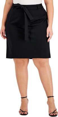 Plus Womens Belted Above Knee Mini Skirt