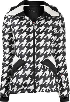 Padded Chevron Jacket With Houndstooth Print