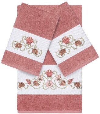 Bella 3-Piece Embellished Towel - Tea Rose