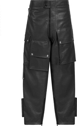 Low-Rise Leather Cargo Pants