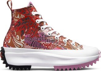 Run Star Hike Hi Lo-Fi Jungle tropical jacquard platform sneakers in mantra orange