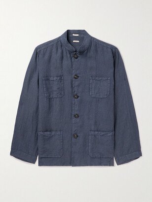 Cina2 Grandad-Collar Linen Shirt Jacket