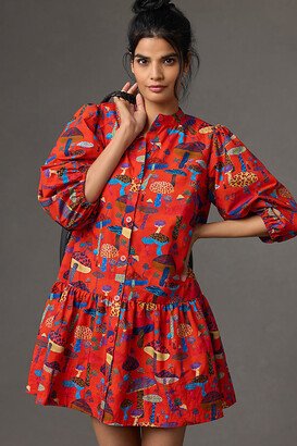 Long-Sleeve Printed Mini Dress