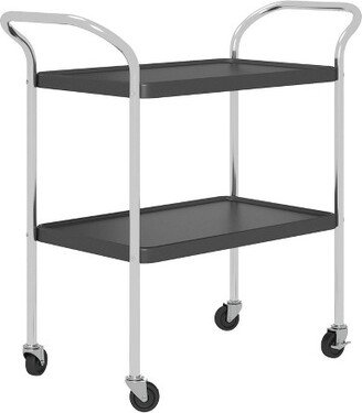 Stylaire 2 Tier Serving Cart Black/Silver