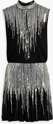 Embellished jersey mini dress