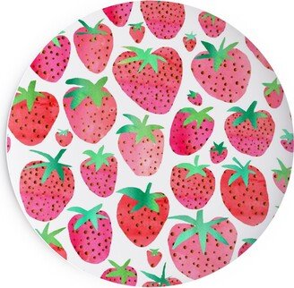 Salad Plates: Watercolour Strawberries Salad Plate, Pink