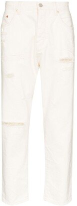 Distressed-Effect Tapered-Leg Jeans