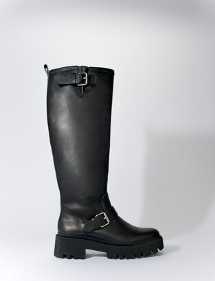 Biker boots in smooth leather