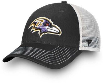 Men's Black and White Baltimore Ravens Fundamental Trucker Snapback Hat - Black, White