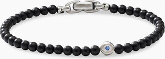 Spiritual Beads Evil Eye Bracelet in Sterling Silver with Black Onyx and Sapphire Men's Size Medium