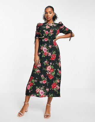 Nobody’s Child Ellis midi dress in emerald floral