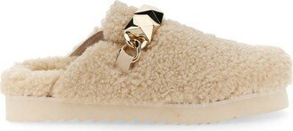 Ghostfur Shearling Studded Mules