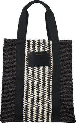 Striped Woven Top Handle Bag-AB