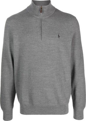 Logo-Embroidered Half-Zip Jumper-AC