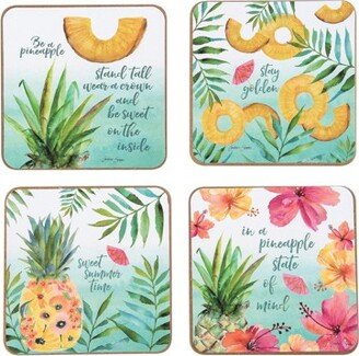 Pineapple Hardboard Coaster, Set of 4