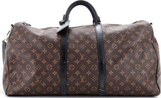 Keepall Bandouliere Bag Macassar Monogram Canvas 55