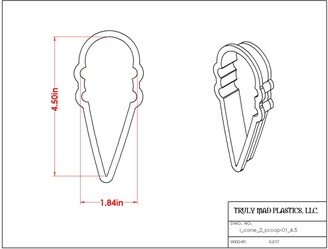 Fast Shipping Ice Cream Cone 2 Scoop 01 Cookie Cutter, Summer Cutter