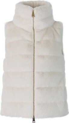 Faux-Fur Zipped Quilted Gilet-AD