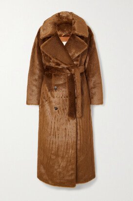 The Frankie Shop - Joni Belted Double-breasted Faux Fur Coat - Brown