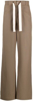 Drawcord-Waist Wide-Leg Trousers