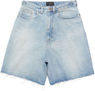 Frayed Denim Shorts-AB