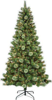 Puleo Pre-Lit Western Pine Artificial Christmas Tree with 600 Lights, 7.5'