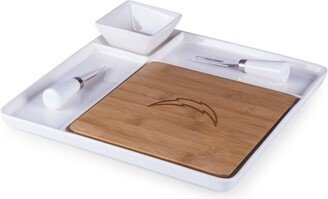 NFL Los Angeles Chargers Bamboo Peninsula Cutting Board Serving Tray with Cheese Tools