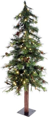 4 ft Mixed Country Alpine Artificial Christmas Tree With 100 Warm White Led Lights