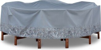 Vera Bradley by Water-Resistant Round Table and Chair Set Cover, 94 x 23 Inch, Rain Forest Toile Gray