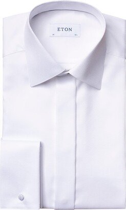 Men's Contemporary Fit Diamond-Weave Dress Shirt