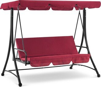 3 Seat Patio Swings with Adjustable Canopy, Reclining Porch Swing, 4089