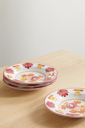 Cabana - Blossom Set Of Four 24cm Painted Ceramic Soup Plates - Multi