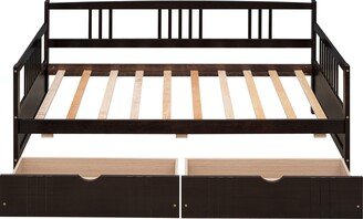 Sunmory Classic and Stylish Design Twin Size Daybed Wood Bed with Two Drawers-AA