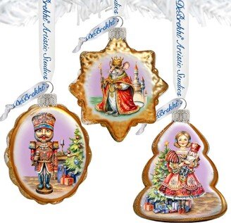 Nutcracker Keepsake Christmas Mercury Glass Ornaments Set of 3 G. DeBrekht