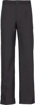 Logo-Print Silk Straight-Leg Trousers