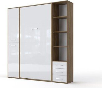 INVNETO Vertical Wall Bed with mattress 55.1x78.7 and 2 storage cabinets