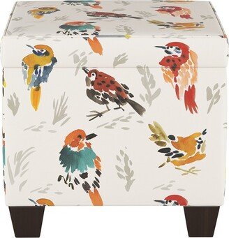 Pattern Fairland Square Storage Ottoman Multi Bird Print