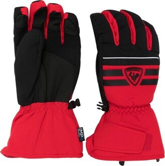 Striped Logo-Patch Gloves