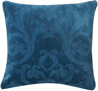 Exclusive Velvet Cushion Cover Blue Lumbar Decor Striped Pillow Cotton Silk Zippered Bohemian Eclectic Throw-AB