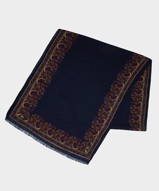 Italian Paisley Tailored Scarf in Navy