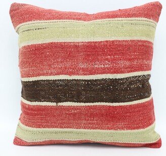Kilim Pillows, Pillow Cover, Throw Covers, Red Striped Cushion, Bright Pillow, Patio 3658