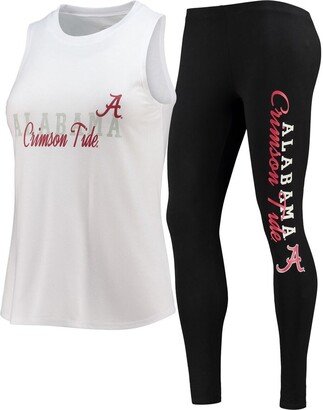 Concepts Sport Women's White, Black Alabama Crimson Tide Tank Top and Leggings Sleep Set - White, Black