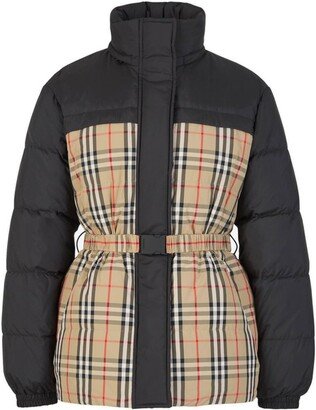 Belted-Waist Reversible Padded Jacket