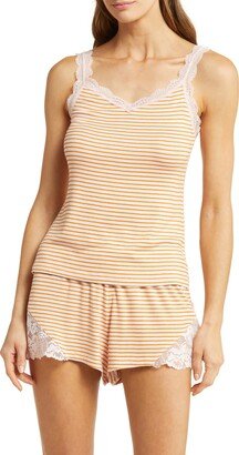 Shuteye Shortie Stripe Lace Trim Pajamas