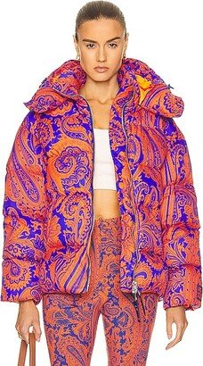 Paisley Puffer Jacket in Orange