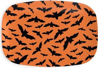 Serving Platters: Black Bats Serving Platter, Orange