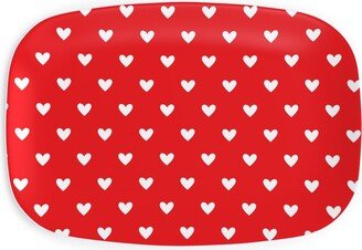 Serving Platters: Love Hearts - Red Serving Platter, Red